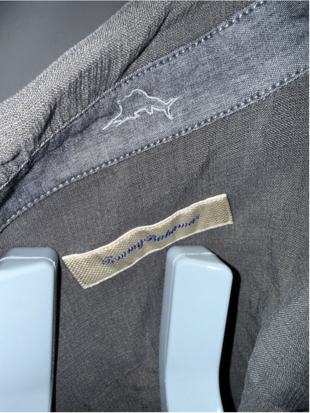Men's Tommy Bahama Casual M Button Down Shirt Grey - Picture 6 of 7